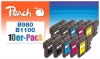 319981 - Peach Pack of 10 Ink Cartridges, compatible with LC-980/1100VALBP Brother