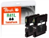 320190 - Peach Doppelpack Tintenpatrone schwarz kompatibel zu GC41KL*2, 405765*2 Ricoh