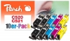320698 - Peach Pack of 10 Ink Cartridges, compatible with PGI-520, CLI-521, 2934B007 Canon